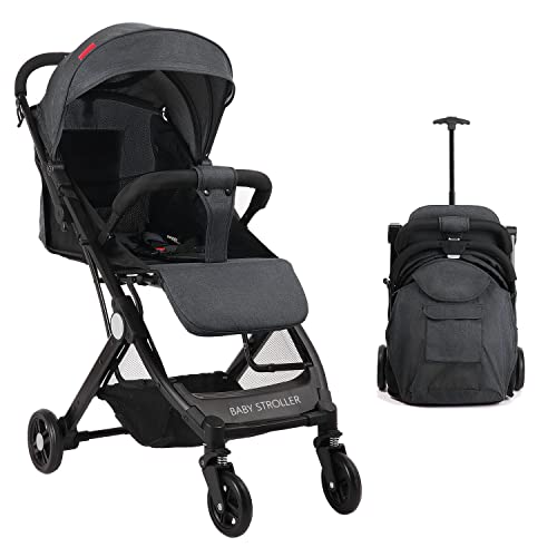 Foldable Compact Airplane Travel Strollers - Convenient Strollers with Baby Sleeping Chairs, Shock Absorbing Frame, Oversized Canopy, Reversible Seat, One Hand Fold, Extra Storage (Black) Foldable Compact Airplane Travel Strollers - Convenient Strollers with Baby Sleeping Chairs, Shock Absorbing Frame, Oversized Canopy, Reversible Seat, One Hand Fold, Extra Storage (Black)