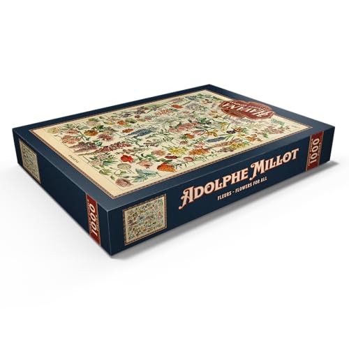 Fleurs, Flowers for All Vintage Art Poster, Adolphe Millot, Premium 1000 pieces Puzzle - Image 3
