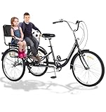 24in adult tricycle: 24-inch wheels have a larger wheel diameter and a longer wheelbase. Suitable for longer distances or complex roads. The seat and handlebars have a wider adjustment range, and the riding posture is more relaxed. 7-speed adult tric...