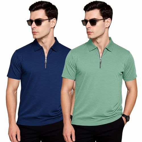 Image of Preneum Men's Polo T‑Shirt | Comfortable Rich Polycotton, Band Collar, Regular Fit | Stylish & Premium All Day Wear (Available in Plus Sizes)