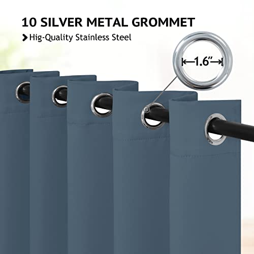 Image of COSVIYA Grommet Room Darkening Stone Blue Curtains 84 inch Long for Bedroom | Light Blocking Insulated Thermal Curtains for Living Room, Blackout Thick Polyester Window Drapes,62x84 inches, 2 Panels