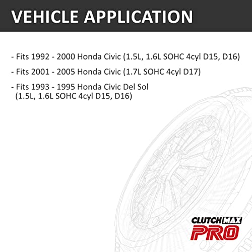 Clutchmaxpro Performance Stage 2 Clutch Kit Compatible With 1993-1995 Civic Del Sol 1992-2005 Civic 1.5L 1.6L 1.7L D15 D16 D17 (Cp08022Hd-St2) #TOP1