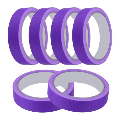 Image of MECCANIXITY Masking Tape 0.8 Inch x 21 Yard Painter's Tape Purple Paint Tapes for DIY Crafts Arts Drawing Decoration Labeling Car Painting Artist Teachers, Pack of 6