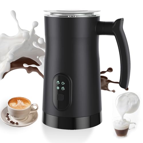 Espumador y Vaporizador de Leche Eléctrico, Máquina de Espuma Fría y Caliente 4 en 1 de Acero Inoxidable, Calentador de Leche de 11,84 Oz/350 Ml para café, café con Leche,