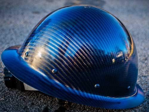 100% Real Carbon Fiber Hard Hat - Ansi/Isea Certified 5 Colors (Black-Blue) #TOP25