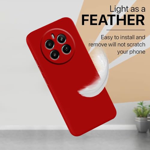 Image of Back Cover | Full Camera Protection | Premium Liquid Silicon Case | Flexible Bumper Case for Realme 12 Plus 5G / P1 5G / Narzo 70 5G / 70 Pro 5G (Red)