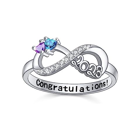 JZMSJF S925 Sterling Silver Class Rings for Women High School College, Graduation Rings for Women 2023, Graduation Jewelry Gifts for Graduates Cover