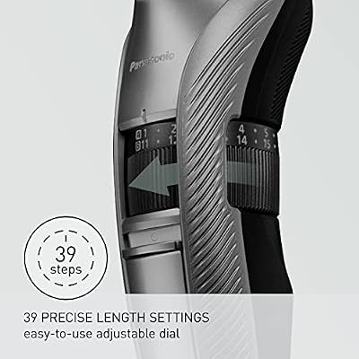 Panasonic Performance Hair Clippers with 2 Attachments and Adjustable Length Settings, Corded or Cordless Trimmer for Hair and Beard - ER-GC63-H (Silver)