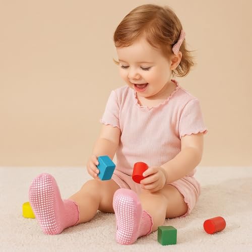 BISOUSOX White Ruffle Socks for Girls, Ruffle Socks Woman Baby Girl Toddler Grip Cute Grippy Frilly Sock 0-6 6-12 Months 1-5T3