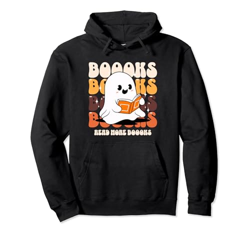 Leggi di più Libri Amante Carino Fantasma Lettura Insegnante Halloween Felpa con Cappuccio