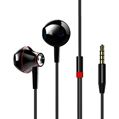 OTISA - Auriculares in-ear (estéreo, con micrófono, para dispositivos iOS y Android, etc., clavija de 3,5 mm), color negro