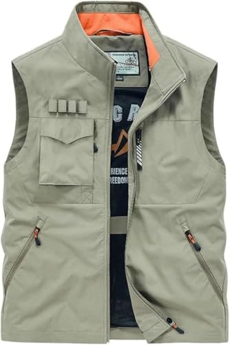 CwccLSH Multifuncional Chaleco de Malla sin Mangas for Verano, for Exteriores, for Trabajo, Safari, Pesca, Viajes, fotografía, Senderismo, con Bolsillos, for Gimnasio, Deporte(Khaki,5XL)