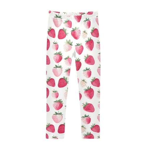 Girls Leggings Watercolor Strawberrys Soft Toddler Leggings for Girls Kids Pants Size 4T-10T