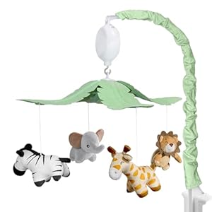 Feisike Jungle Safari Baby Crib Mobile with 35 Soothing Lullabies & 3 Modes – Adjustable Nursery Mobiles for Boys & Girls, Animal-Themed Nursery Decor Musical Mobile for Crib or Bassinet