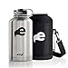 Stainless Steel Insulated Beer Growler - 64 oz Water Bottle - Includes Carry Case - Double Wall Vacuum Sealed Wide Mouth Design. Five Year Guarantee! Perfect Temperature Control from eegl