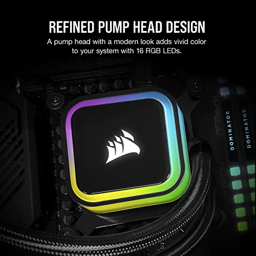Corsair iCUE H100i RGB Elite Liquid CPU Cooler (16 Dynamic RGB LEDs, 120mm AF Elite Series FDB Fans, 240mm Radiator, iCUE Software Compatible, LGA 1700, 1200, 115X, 2066, and AM4 Sockets) Black