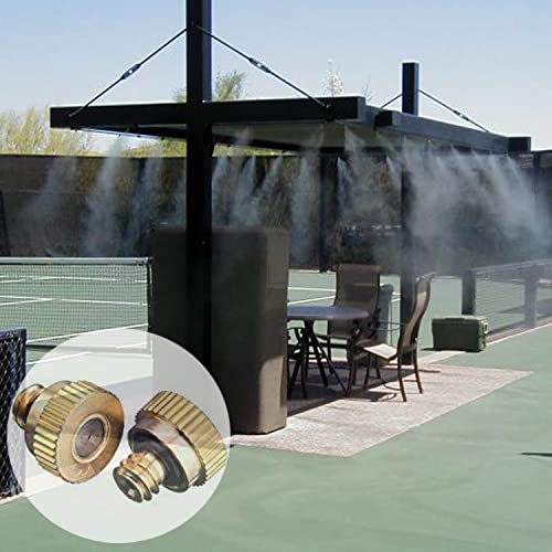 20 Pack Brass Misting Nozzles Tees, Brass Spray Nozzles For Greenhouse Landscaping Humidification, Dust Control Mist Nozzle Sprinkler For Outdoor Cooling System 0.012 Orifice (0.3 Mm) 10/24 Unc Garden #TOP5