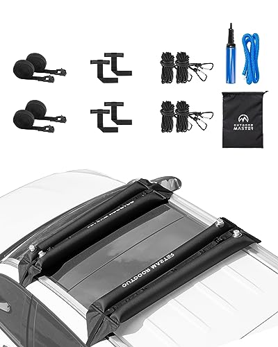 OutdoorMaster Portaequipajes Inflable Universal para Techo de Coche, Tabla de esquí, portaequipajes para Snowboard, Tabla de Surf, canoas, Kayaks y Tabla de Sup