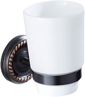 LIFKOME Soporte de Pared para Vaso de Cepillo de Dientes Individual de Cobre Macizo Soporte Resistente y Elegante para Baño y Cocina Montaje con Tornillos Acabado Negro Antiguo