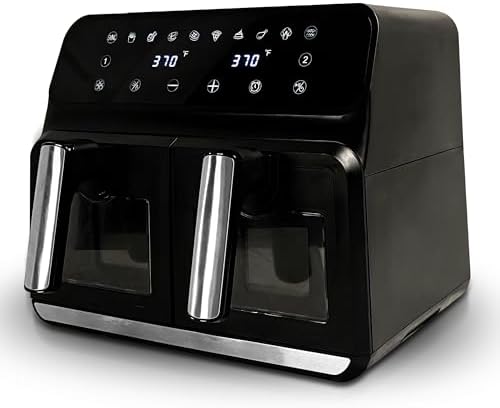 Dual Air Fryer, 8 Liter Capacity, Time-saving Kitchen Appliance, Energy Efficient Cooking, Multi-Functional Cooker, Large Capacity Air Fryer,9-in-1 Cooking Functions