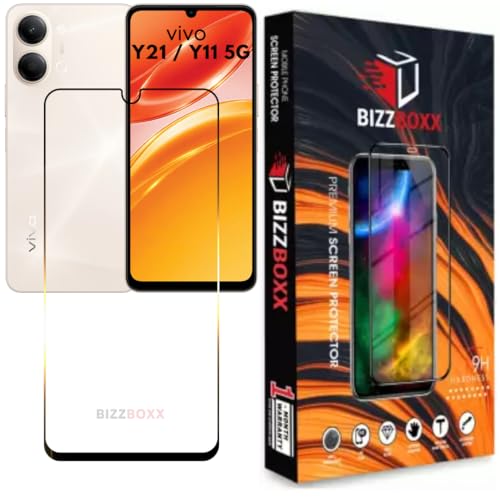 Image of Edge to Edge Tempered Glass For vivo Y21 | vivo Y11 5G Screen Protector Guard - HD Clarity, Anti-Fingerprint Screen Guard (Y21 / Y11-6.74 inch) With Installation Kit - Pack of 1
