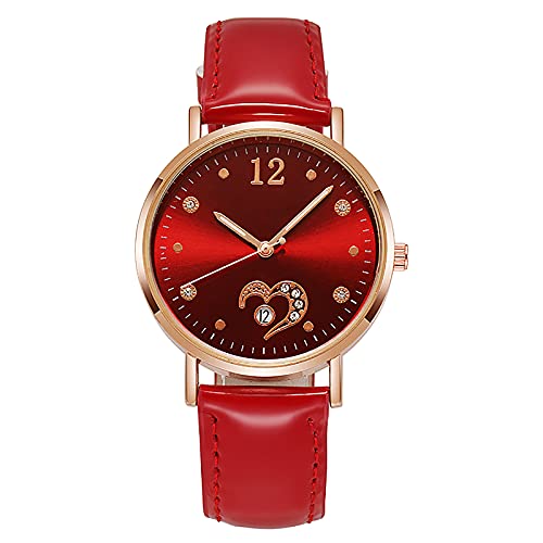 Damenuhr Klassische Elegante Uhr mit Lederband Herzmuster Damenarmbanduhr Mädchen Quarzuhr Party Business Armbanduhren Frauenuhren Lederuhr Cover
