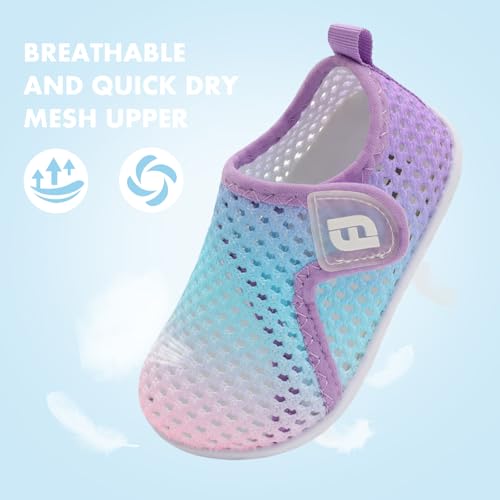 Baby Water Shoes Barefoot Aqua Swim Shoes for Beach Toddler Sandals First Walking Shoe Indoor Outdoor Activity Mesh GrBluePinkPurple 0-6 Months Infant
