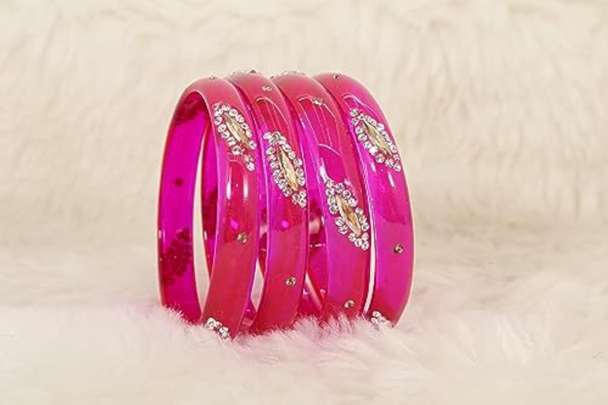 Zircon Gemstone Studded Bangles Set For Women (Pack of 4)