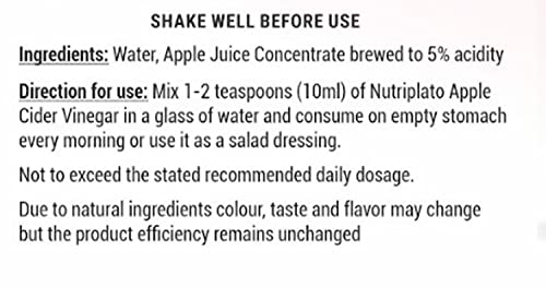 Image of Nutriplato-enriching lives Filtered And Unflavored Apple Cider Vinegar, 500 ml