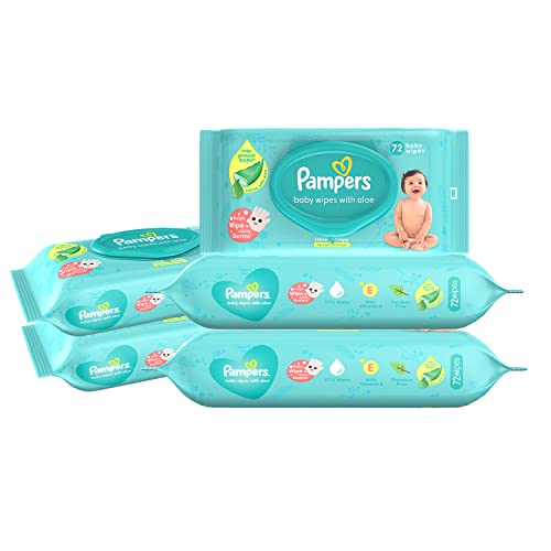Pampers Baby Aloe Wipes with Lid, 360 Wipes (72 x Pack of 5)