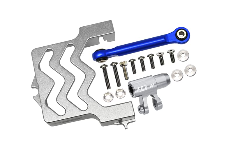 GPM Upgrades Aluminum 6061-T6 Servo Mount + Tie Rod + 25T Servo Horn Set for 1/6 4WD XRT 8S?78086-4?/1/5 XMaxx 6S Monster Truck?77076-4? 1/5 XMaxx 8S Monster Truck?77086-4? RC Car (Silver)