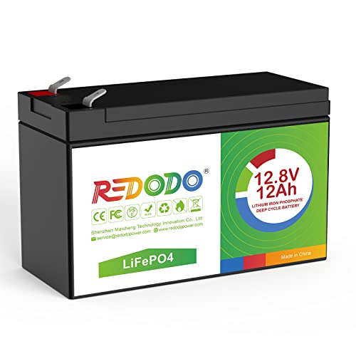 Redodo 12V 12Ah LiFePO4 Battery, 12V Lithium Battery with 4000+ Deep Cycles, Built in BMS, Prefect for Solar, Ride-on Toys, Home Alarm and Emergency Energy Application