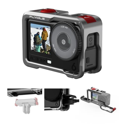 Image of Action 6 Camera Cage for DJI Osmo Action 6, Protective Case Metal Frame with Silicone Lens Cap, Cold Shoe & 1 /4 inch Threads Adapter, Aluminum Alloy Quick Release Mount Accessories