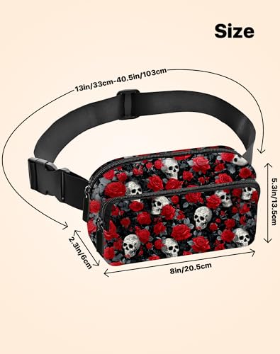 Image of Skull Fanny Pack for Women Belt Bag Fashion Everywhere Waist Pouch Lightweight Crossbody Bags with Adjustable Strap
