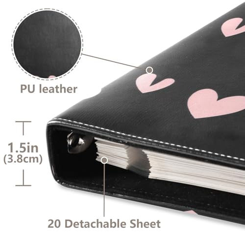 Álbum de fotos adhesivo DIY Scrapbook álbum con corazones negro día de San Valentín 3 anillos encuadernadores libro de fotos 40 páginas 8x10 para recuerdos miniatura 4