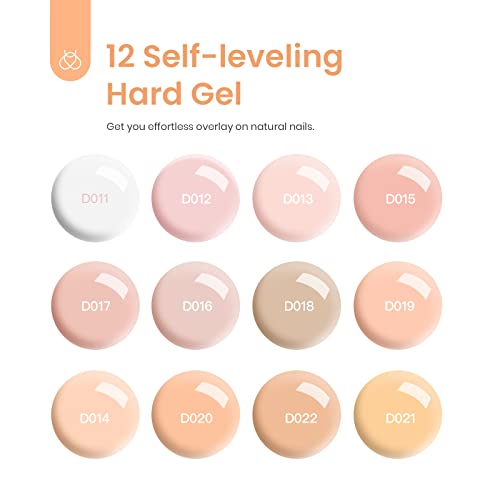 Beetles 12 Colors Builder Gel Set, 5 In 1 Milky White Pink Nude Neutral Jelly Gel Extension Gel Strengthener Gel Cover Gel Hard Gel Apex Building, U V Nail Gel #TOP2