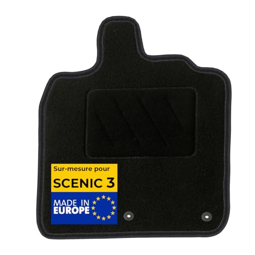 DBS - Tapis de Voiture sur Mesure - Adapté à Votre Renault Scenic 3 et Grand Scenic 3 (04/2009-09/2016) - Antidérapant : Clips de Fixations et Scratch - Tapis de Sol conducteur - Moquette - Noir