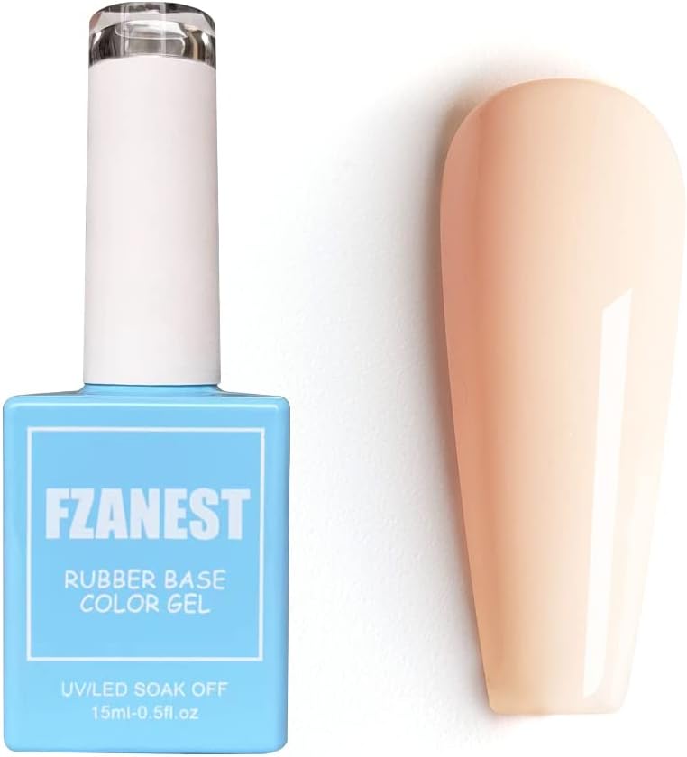 FZANEST Rubber Base Gel For Nail,Spring Summer Pastel Color Gel Nail Polish Long Lasting Rubber Base Coat(Beige)