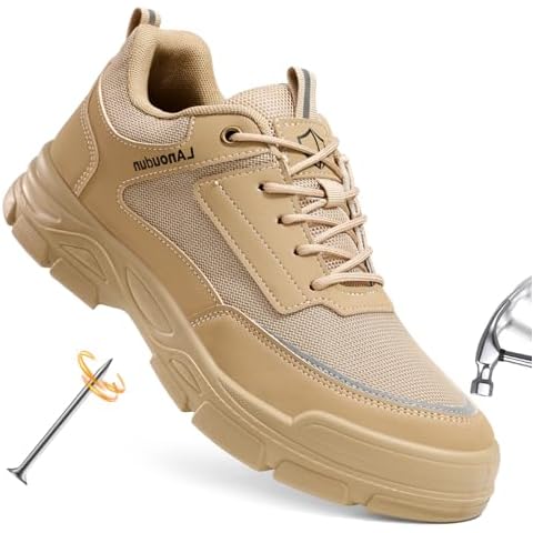GUSAYEX Steel Toe Shoes for Men Women Work Shoes Comfortable Lightweight Safety Shoes Indestructible Steel Toe Sneakers Construction Shoes for Men Work Boots Size 8.5 Cover