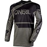 O'NEAL | Motocross-Jersey Langarm | MX Enduro | Gepolsterter Ellbogenschutz, V-Ausschnitt, atmungsaktiv | Element Jersey Racewear | Erwachsene | Schwarz Grau | Größe XL