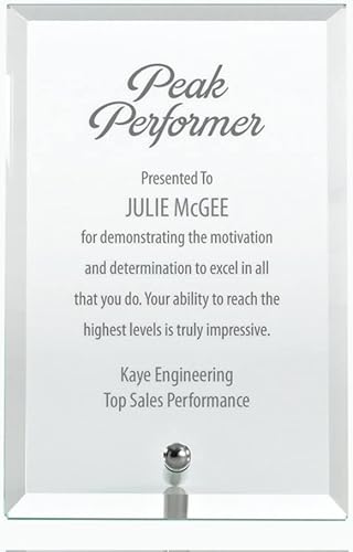 Miniatura 7 de Baudville Mini placa de cristal personalizada -4x6 - Azul con versículo - Premio para empleados - Grabado personalizadopersonalizado