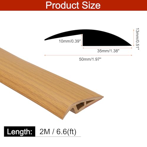 QUARKZMAN Bodenübergangsleiste Selbstklebend, 2m/6,6ft Laminat Türübergangsleisten Teppichkantenleiste für Teppichtüren zur Überbrückung von Bodenlücken für 10mm Höhe, Gelbe Eichenmaserung