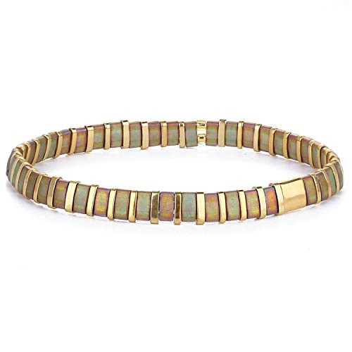 Image of KELITCH Women Stretch Bracelets Pearl Charms Tila Shell Beaded Friendship Bracelet