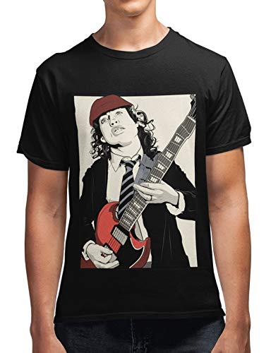 Revind.442AC/DC Angus Young Guitaring Men's 100% Cotton Round Neck T-Shirt