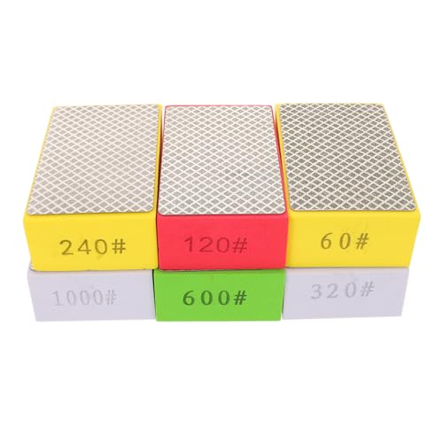 BELLIFFY Set 6 Blocchi Abrasivi Romboidali per Lucidatura Manuale – Tamponi Diamantati per Piastrelle in Ceramica Pietra e Vetro – Grane 60/120/240/320/600/1000 – Utensili per Levigatura