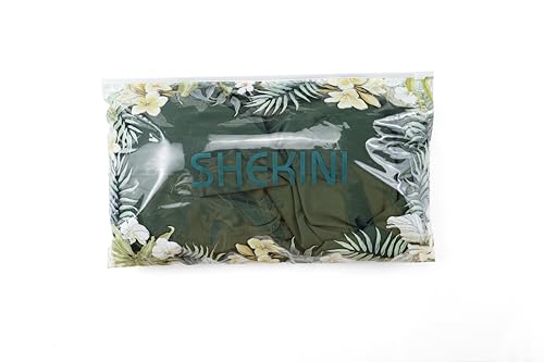 SHEKINI Frauen 3-teilige Rash Guard Langarm Badeanzüge mit Kordelzug Kurz (Hellblau + Blatt, Large)
