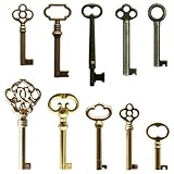  Kit de 10 clés squelettes de rechange universelles pour commode antique, armoire chinoise, meubles anciens et armoires ou portes de style ancien, cadeau de collection