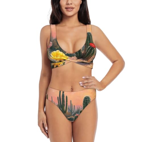 Maillot de bain cactus vintage : ensemble bikini deux pièces push-up idéal pour vos vacances