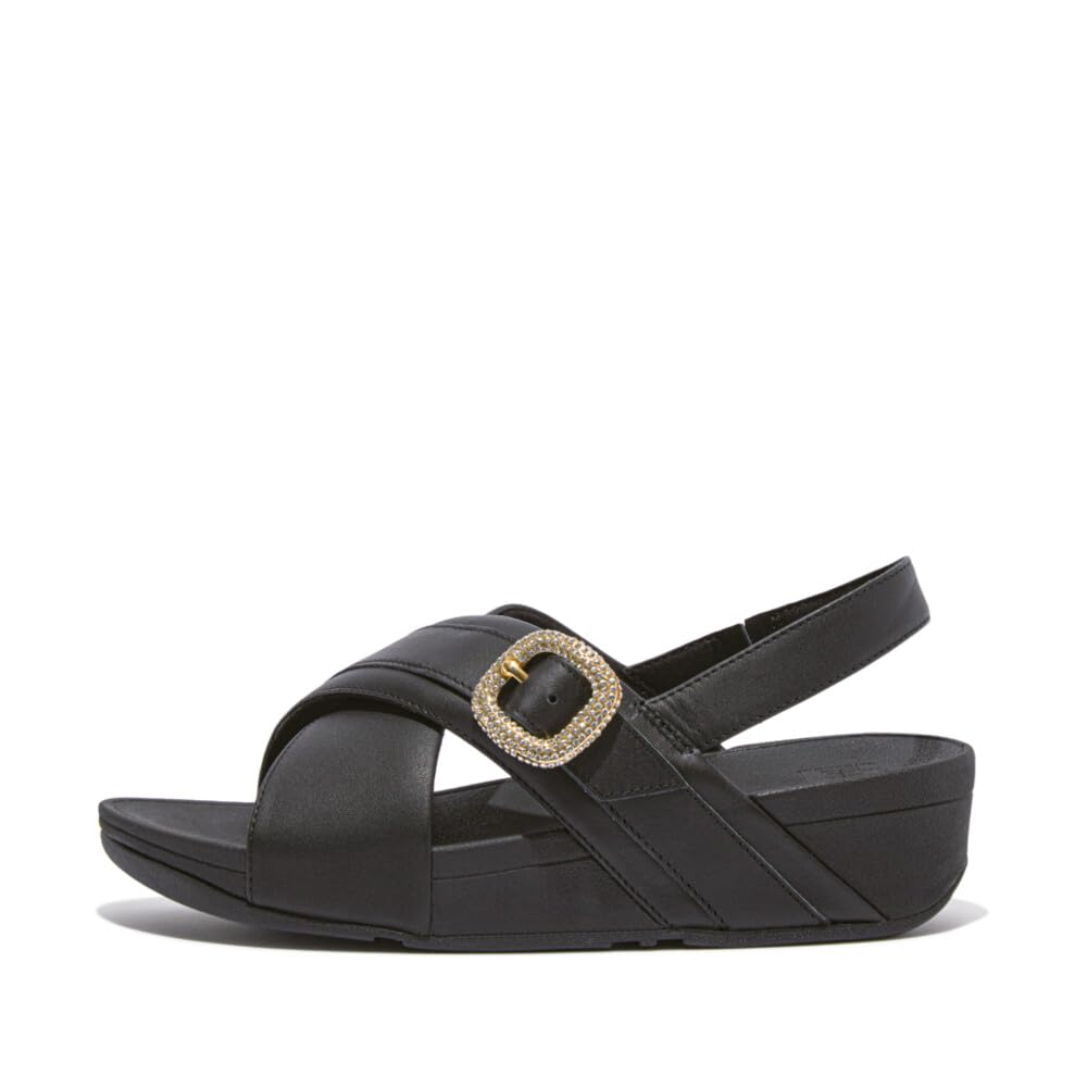 Fitflop Lulu Crystal-Buckle Leather Back-Strap Sandals, Sandalia Mujer