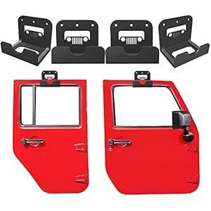 Classic Detachable Door Storage Hanger with Rubber Wall Mount Heavy Duty Door Hanger Storage Holder Bracket Rack For1956-2020 Wrangler CJ YJ TJ LJ JK JKU JL JLU & 2021 Gladiator JT On Garage 4 PCS